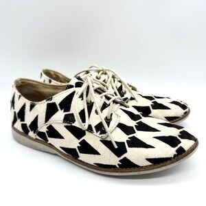 Rollie Derby Calf Hair Patterned Lace Up Oxford Shoes Black/White Sz 37 Hipster